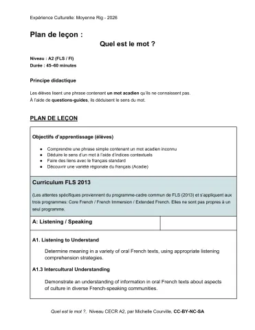 Quel est le mot? - Moyenne Rig Leçon complète
