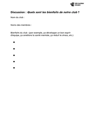 Fiche de discussion - Les bienfaits de notre club