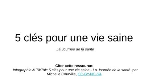 5 clés pour une vie saine - Diaporama pour la classe