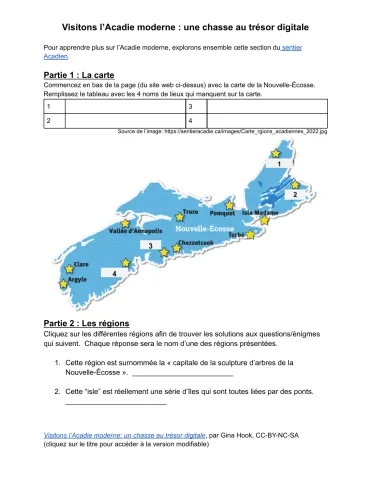 Visitons l’Acadie moderne : chasse au trésor digitale