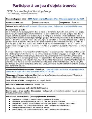 Participer à un jeu d'objets trouvés