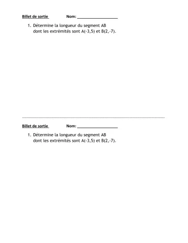 Billets de sortie pour 10e maths