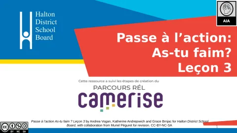 Passez à l'action As-tu faim Leçon 3 