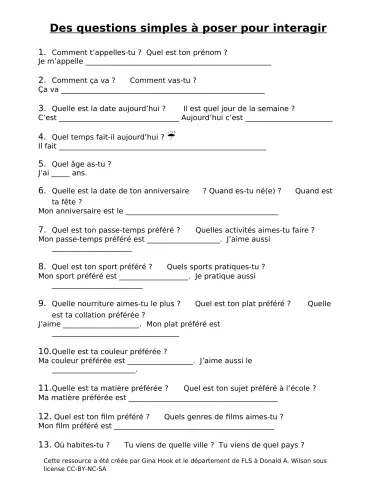 Des questions simples à poser pour interagir