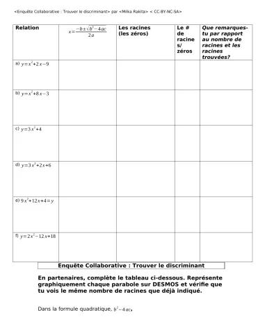 Enquête collaborative : Trouver le discriminant