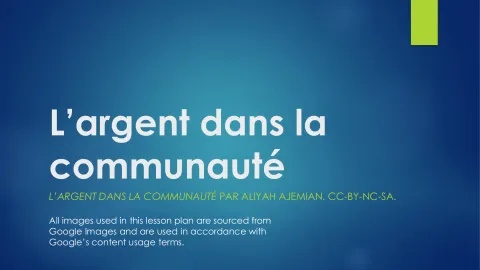 L'argent dans la communauté