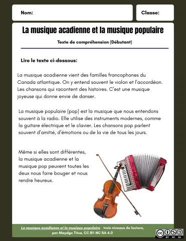 Comparer la musique acadienne et la musique populaire