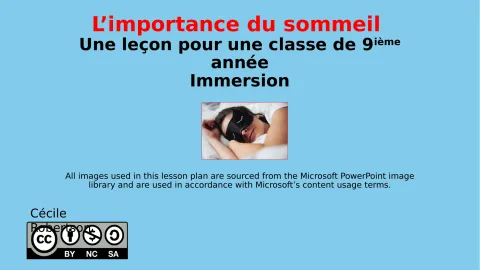 L’importance du sommeil (9e année Immersion)