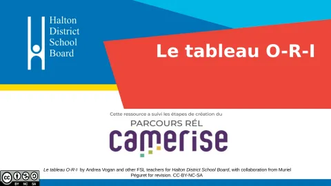 Le tableau O-R-I (observer, réfléchir, s'interroger)