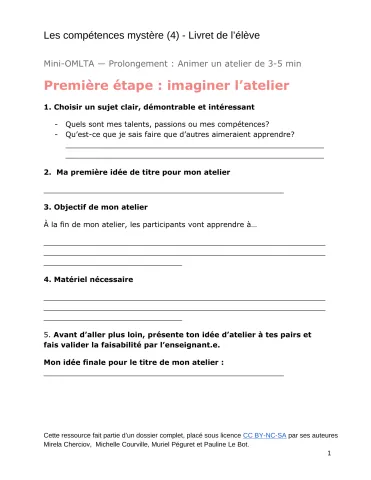 Les compétences mystère (4) — Livret de l’élève