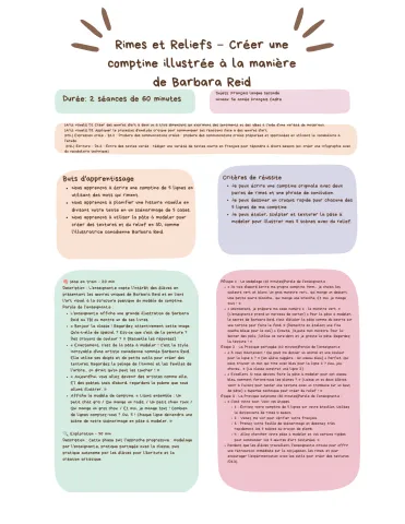 Rimes et Reliefs : comptine illustrée à la manière de Barbara Reid