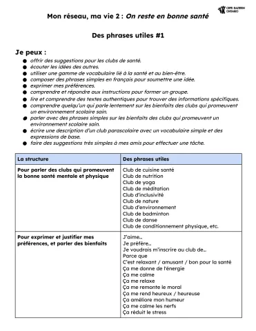 Phrases utiles #1 - On reste en bonne santé
