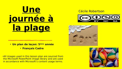 Une journée à la plage (5e année – Français cadre)