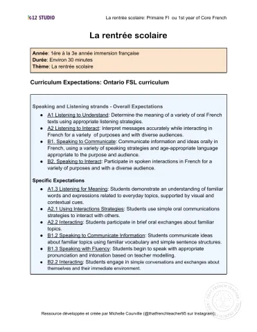 La rentrée scolaire