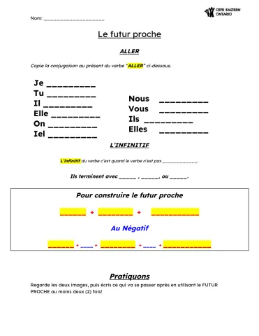 Le futur proche : Fiche élève